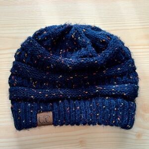 C.c Exclusives Navy Speckled Confetti Knit Beanie | Cozy Winter Hat